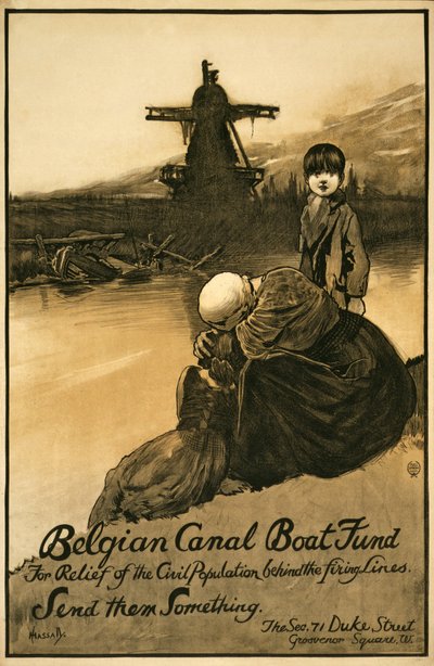 Fundraising Campaign for Belgian Canal Boat Fund, pub. 1914-18 by John Hassall