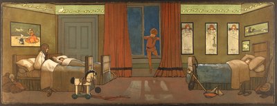 Peter Enters in Search of His Shadow and Wendy Awakes (Illustration from 