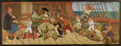 The Lost Boys in Combat with the Pirates and Peter in the Final Duel with Captain Hook, Illustration from 