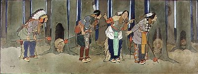 The Never Never Land: The Redskins Guard the Children from the Pirates, Illustration from 