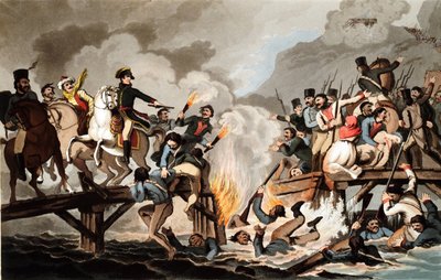 Napoleon I and French Army Crossing the Berezina in November 1812 by John Hassell