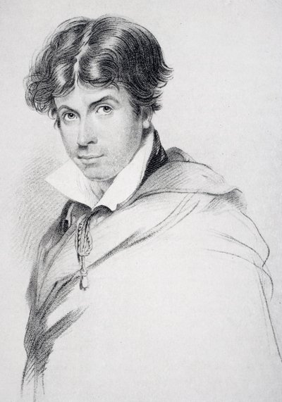 James Henry Leigh Hunt aged 44, engraved by Henri Meyer from 