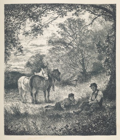 Man, boy and shire horses, Nature Pictures. A series of thirty original illustrations drawn on wood by J. H. Dell, and engraved by R. Paterson by John Henry Dell