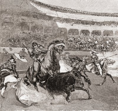 A bullfight in Seville, Spain, from The Century Illustrated Monthly Magazine, published 1884 by John Henry Ellsworth Whitney