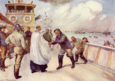 Fishermen of the North Sea fishing fleet assembling for worship by John Henry Frederick (after) Bacon