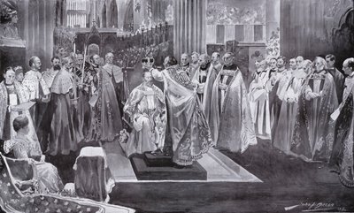 The Crowning of King Edward VII by the Archbishop of Canterbury, Westminster Abbey, London by John Henry Frederick Bacon