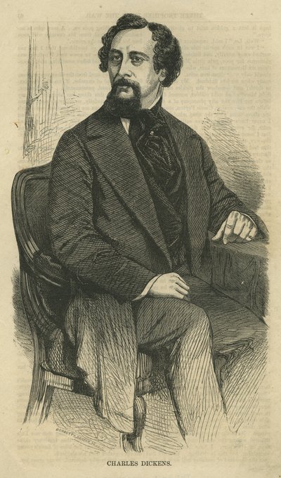 Charles Dickens, Engraved by Bobbett-Hooper, from Harpers New Monthly Magazine, c.1864 by John Jabez Edwin Paisley Mayall
