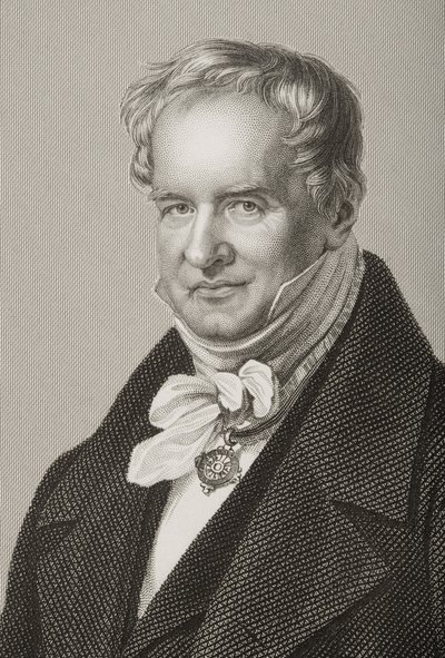 Friedrich Heinrich Alexander Humboldt, Baron von Humboldt, engraved by D.J. Pound from a photograph, from The Drawing-Room of Eminent Personages, Volume 2, published in London, 1860 by John Jabez Edwin Paisley Mayall