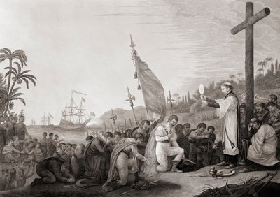 Columbus lands in the New World by John James (after) Barralet