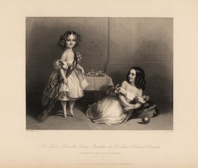 Henrietta Louisa Priscilla and Geraldine Harriet Somerset, Daughters of Henry Somerset, 7th Duke of Beaufort by John James (after) Chalon