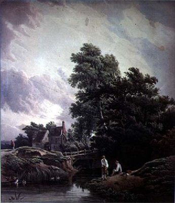 Landscape with Watermill and Figures by John James Chalon
