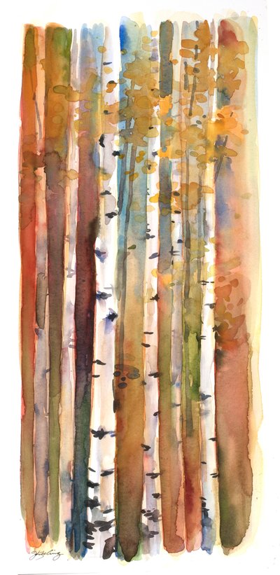 Birches in Autumn, 2013 by John Keeling