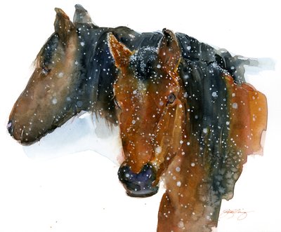 Horses in Winter, 2015 by John Keeling