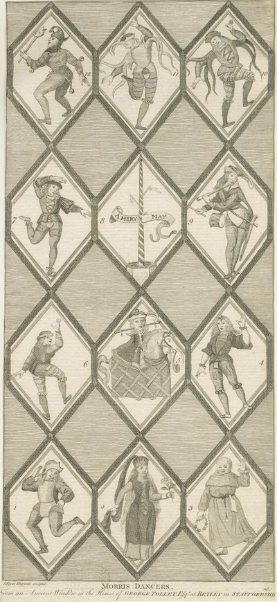 Betley Glass Window - Morris Dancers (engraving) by John Keyse Sherwin