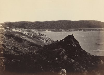 The Arctic Regions: No. 36. The Glacier As Seen Flowing Or Being Forced Down Between The Hills, Ploughing Up A Moraine Of Earth And Rocks, Twenty To Thirty Feet High by John L. Dunmore, and George P. Critcherson