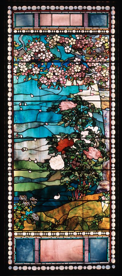 Flowering Cherry Tree and Peony, Window from the Frederick Lothrop Ames House, Boston, Massachusetts by John La Farge