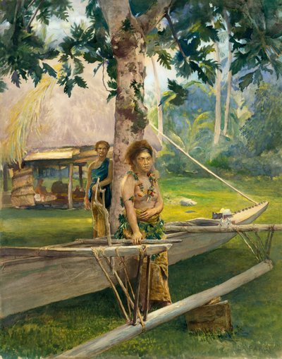 Portrait of Faase, the Taupo, or Official Virgin, of Fagaloa Bay, and Her Duenna, Samoa by John La Farge