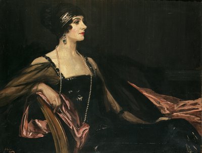 A Lady in Black: Portrait of Jean Ainsworth, Viscountess Massereene and Ferrard by John Lavery