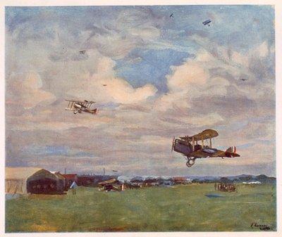 An Aerodrome, from British Artists at the Front, continuation of The Western Front, 1918 by John Lavery