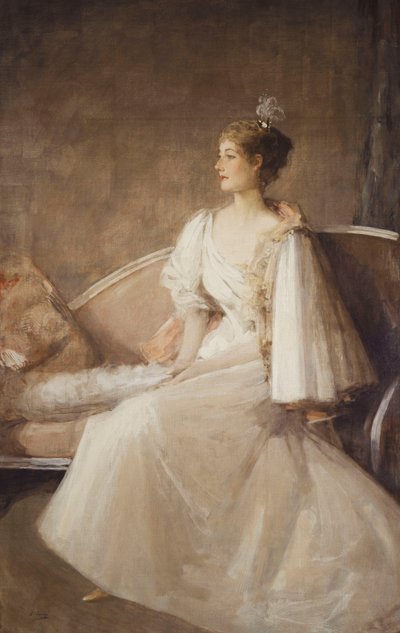Portrait of a Lady Seated on a Sofa by John Lavery
