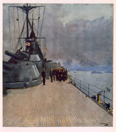 The Quarter Deck of HMS Queen Elizabeth, from British Artists at the Front, Continuation of The Western Front by John Lavery