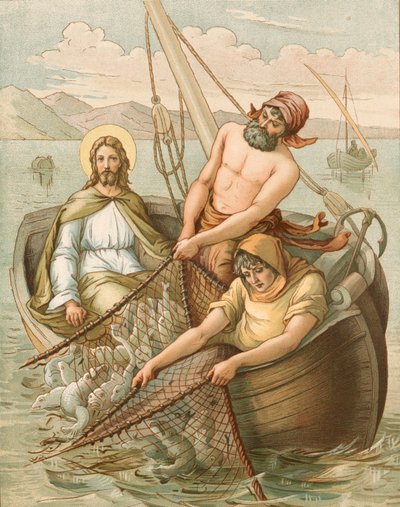 Jesus fishing by John Lawson