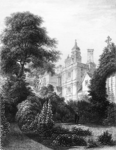Caius College from the Fellows Gardens, c1837 by John Le Keux