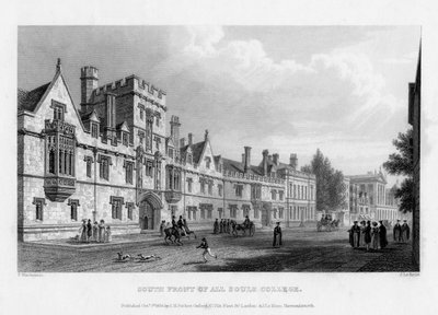 South Front of All Souls College, Oxford University, 1834 by John Le Keux