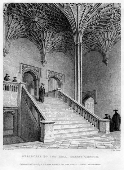 Staircase to the Hall, Christ Church, Oxford University by John Le Keux