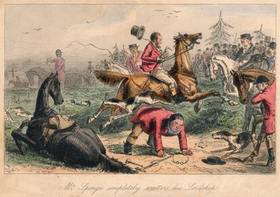 Mr. Sponge completely scatters his Lordship, 1865 by John Leech, Hablot Knight Browne