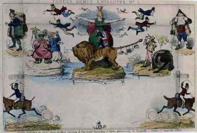 Caricature of the Mulready Envelope, pub. by Messrs Fores by John Leech