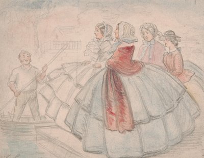 Crinolines by the River by John Leech