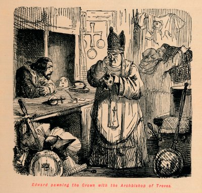 Edward Pawning the Crown with the Archbishop of Treves by John Leech