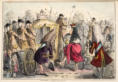 Georgey Porgey the First going out for a ride in his State Coachy Pachy, from The Comic History of England by John Leech