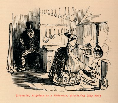 Gloucester, disguised as a Policeman, discovering Lady Anne by John Leech