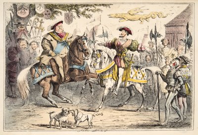 Henry VIII meeting Francis I, from The Comic History of England by John Leech