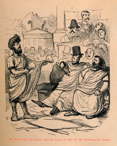 His Excellency Q. Fabius offering Peace or War to the Carthaginian Senate, 1852 by John Leech