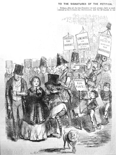 How the Chartist Procession Might Have Looked, 1848 by John Leech