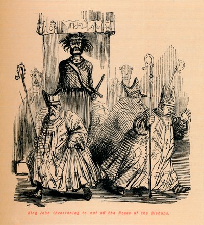 King John threatening to cut off the Noses of the Bishops by John Leech
