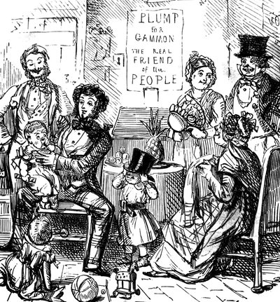 Members of a First Class Family Spending Time Together at a Shop by John Leech