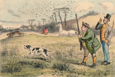 Mr. Jogglebury Crowdey with his dog and his gun by John Leech