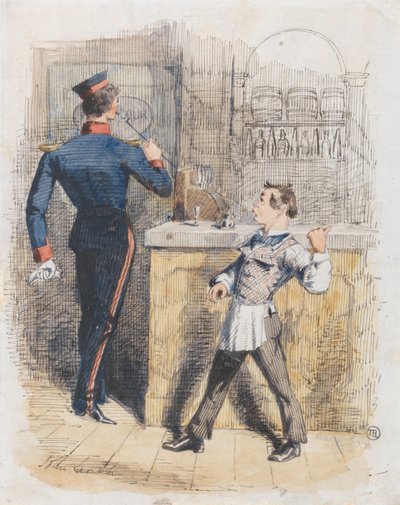 Pot Valiant: Scene in a Tap-Room by John Leech
