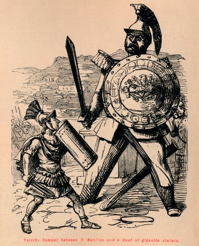 Terrific Combat between T Manlius and a Gaul of gigantic stature by John Leech