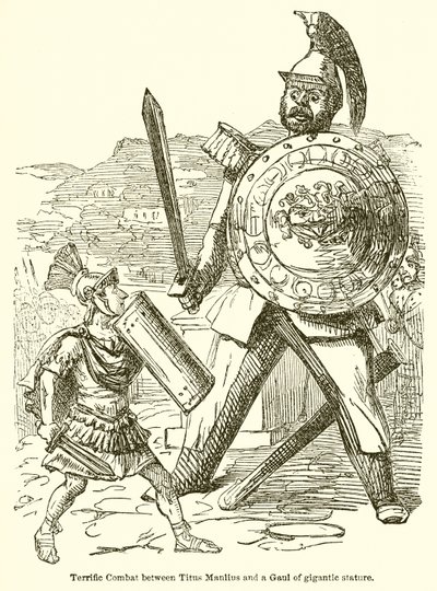 Terrific Combat between Titus Manlius and a Gaul of Gigantic Stature by John Leech