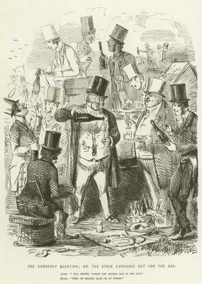 The Currency Question; or, the Stock Exchange out for the Day by John Leech