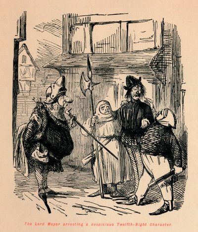 The Lord Mayor arresting a suspicious Twelfth-Night Character by John Leech