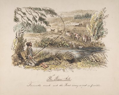 The Riverside, Favourable Wind and the Trout Rising as Fast as Possible, 1830-64 by John Leech