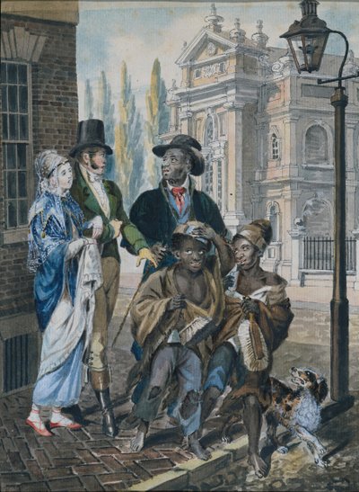 Worldly Folk Questioning Chimney Sweeps and Their Master before Christ Church by John Lewis Krimmel