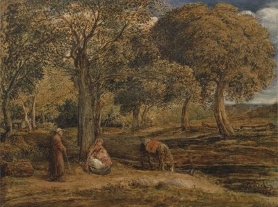 Landscape with Family Group, possibly The Rest on the Flight into Egypt by John Linnell