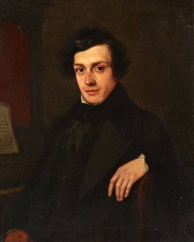 Portrait of a Young Man beside a Piano, c.1810-30 by John Linnell
